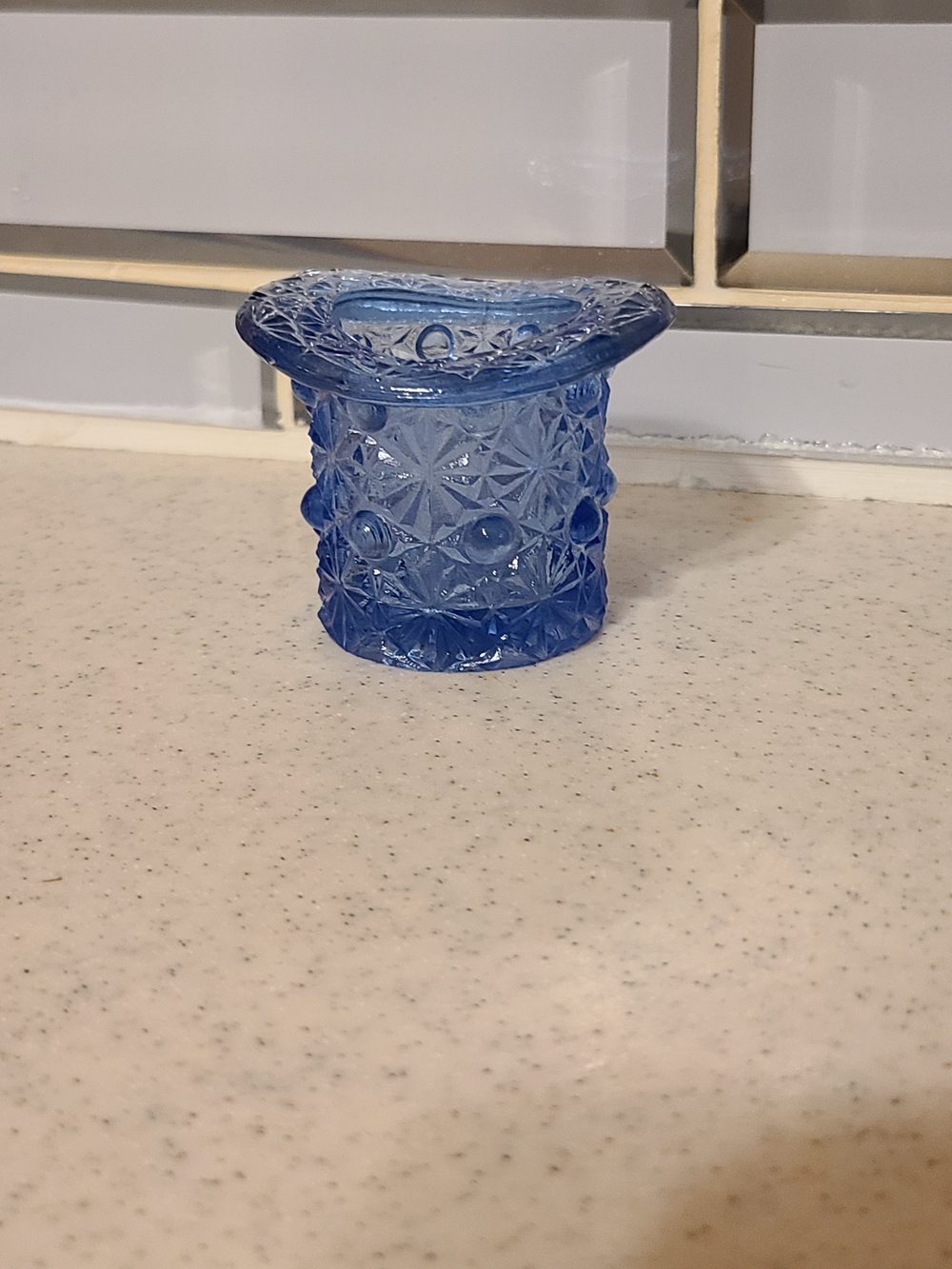 Blue Geometric Glass Decor
